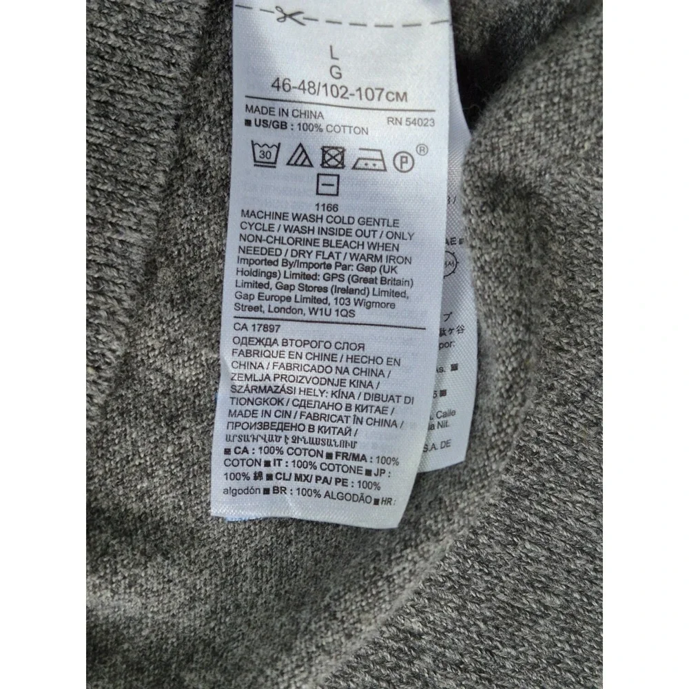 Banana Republic Organic Cotton Hooded Sweater Mens Large Gray Lightweight